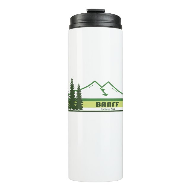 Banff National Park Green Stripes Thermal Tumbler (Front)