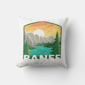 Banff National Park Lake Louise Canada Vintage Throw Pillow
