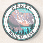 Banff National Park Moraine Lake Vintage Coaster<br><div class="desc">Banff National Park vector artwork design. The park is Canada’s first national park and is part of the Canadian Rocky Mountain Parks UNESCO World Heritage Site.</div>