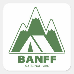 Banff National Park Mountains Camping Square Sticker