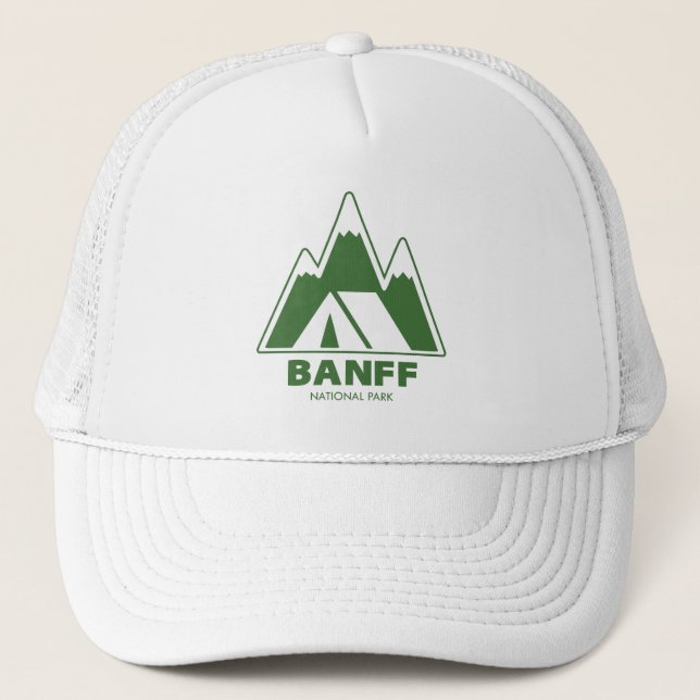 Banff National Park Mountains Camping Trucker Hat (Front)