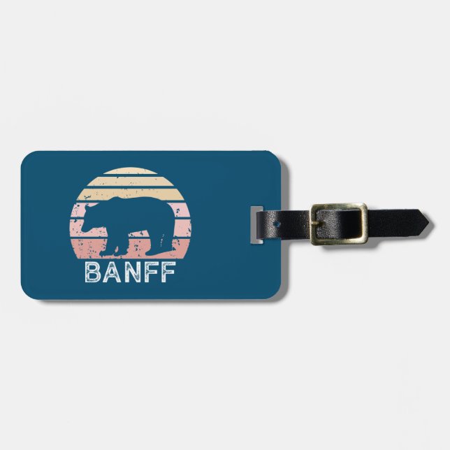 Banff National Park Retro Bear Luggage Tag (Front Horizontal)