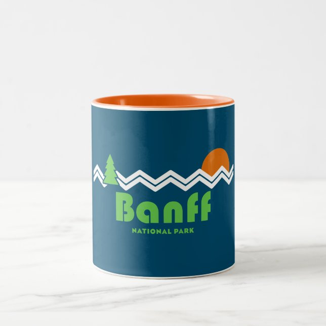 Banff National Park Retro Two-Tone Coffee Mug (Center)