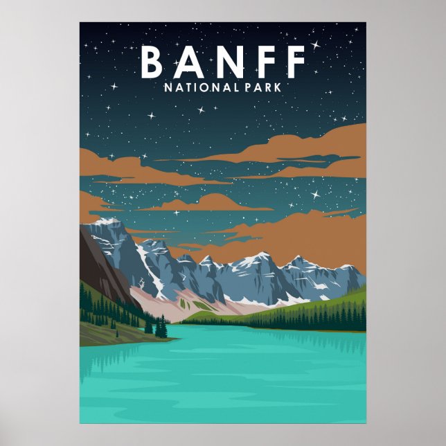 Banff National Park Vintage Travel Poster (Devant)