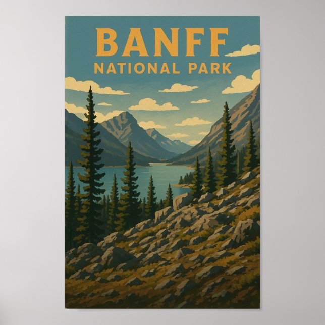 Banff National Park Vintage Travel Poster (Devant)