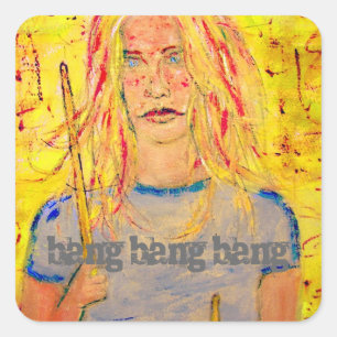 bang bang bang Drummer Girl Square Sticker