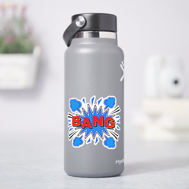 BANG Burst Pop Art Red Blue  4" Vinyl  (HydroFlask)