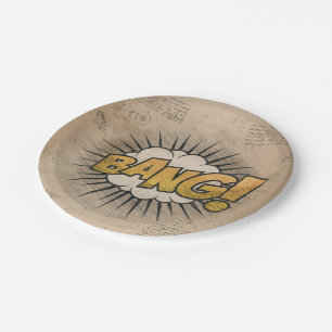 BANG! Vintage Comic Book Steampunk Pop Art Paper Plate