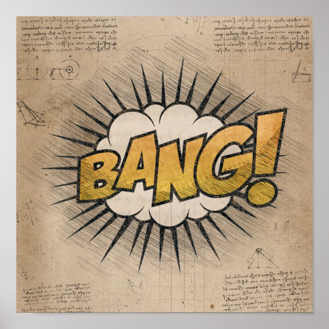 BANG! Vintage Comic Book Steampunk Pop Art Poster (Front)