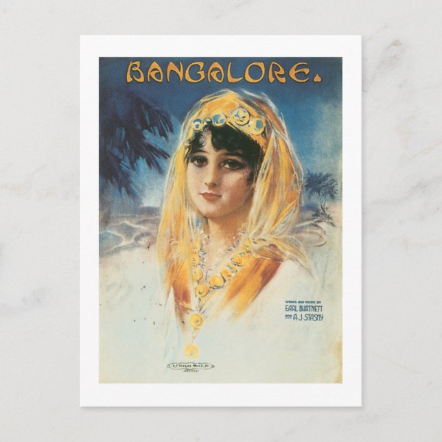 Bangalore Vintage Songbook Cover Postcard (Front)