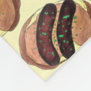 Bangers and Mash Sausage Potatoes British UK Food Fleece Blanket