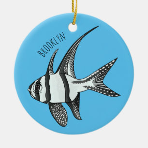 Banggai cardinalfish cartoon illustration  ceramic ornament