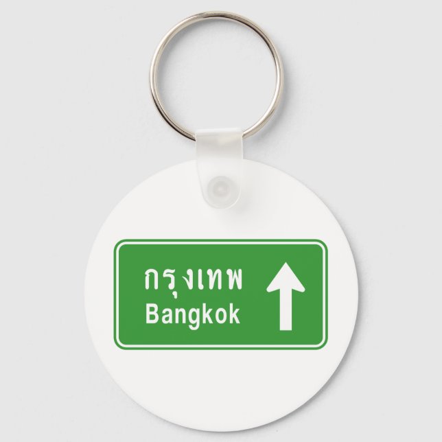 Bangkok Ahead ⚠ Thai Highway Traffic Sign ⚠ Keychain (Front)