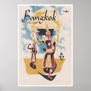Bangkok Art Thailand Poster Travel Print Vintage