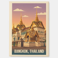 Bangkok Grand Palace Night Vintage Travel Poster