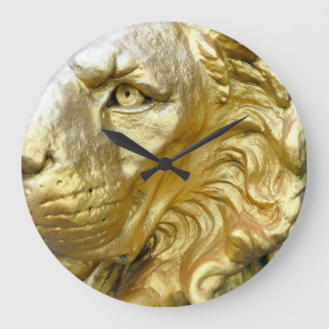 Bangkok Hotel Lion in Golden Paint. Large Clock (Front)