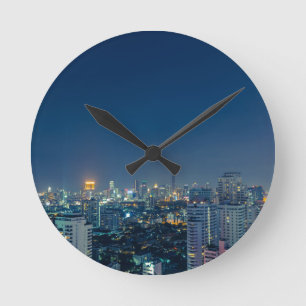 Bangkok skyline at night panorama round clock
