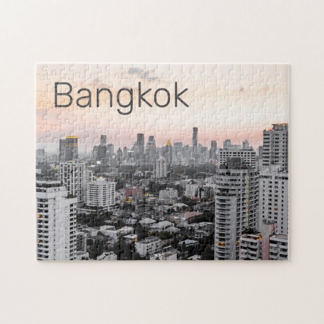 Bangkok Skyline Sunset Panorama BKK Thailand Jigsaw Puzzle (Horizontal)