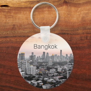 Bangkok Skyline Sunset Panorama BKK Thailand Keychain