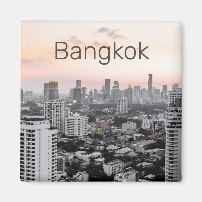 Bangkok Skyline Sunset Panorama BKK Thailand Magnet (Front)