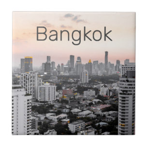 Bangkok Skyline Sunset Panorama BKK Thailand Tile