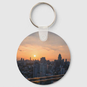 Bangkok skyline sunset panorama keychain