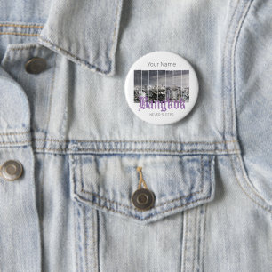 Bangkok Skyline Vintage BKK Retro Thailand Design 2 Inch Round Button