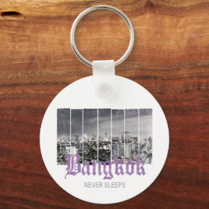 Bangkok Skyline Vintage BKK Retro Thailand Design Keychain