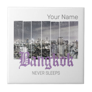 Bangkok Skyline Vintage BKK Retro Thailand Design Tile