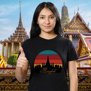 Bangkok Temple Retro Travel Black T-Shirt