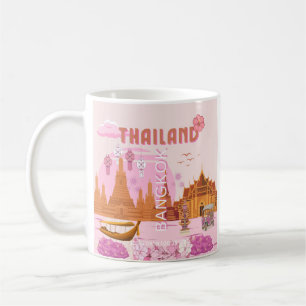 Bangkok Thailand Boho Retro Travel Poster Coffee Mug