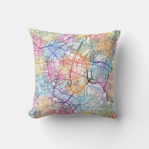 Bangkok Thailand City Map Throw Pillow