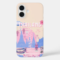 Bangkok Thailand Pastel Travel Blue Pink Poster