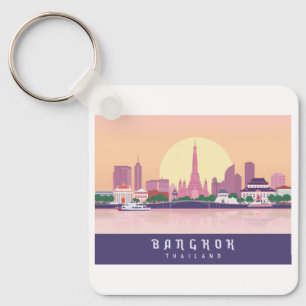 Bangkok Thailand Pastel Travel Design Keychain
