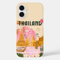 Bangkok Thailand Retro Vintage Travel Poster