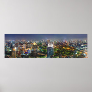Bangkok Thailand Skyline at Night Panorama Poster