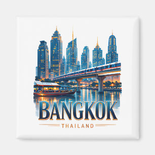 Bangkok Thailand Skyline Travel Souvenir Magnet