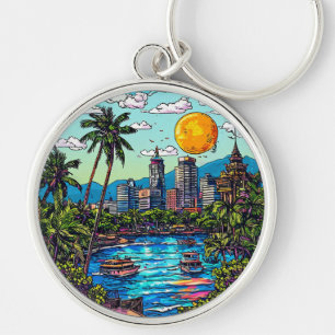 🌴 Bangkok Thailand Sunset River Travel Gift 🔑 Keychain