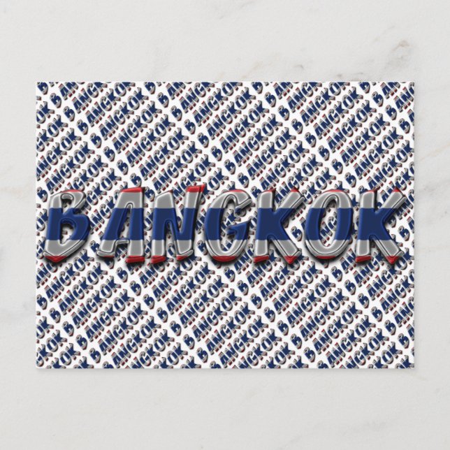 Bangkok Thailand Thai Flag Colours Typography Postcard (Front)