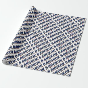 Bangkok Thailand Thai Flag Colours Typography Wrapping Paper