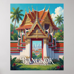 Bangkok Thailand Thai Temple Gateway Travel Poster