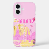 Bangkok Thailand Travel Poster | Pink Retro Art
