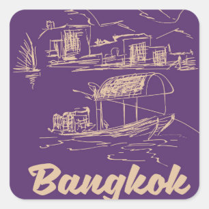 Bangkok, Thailand travel poster Square Sticker