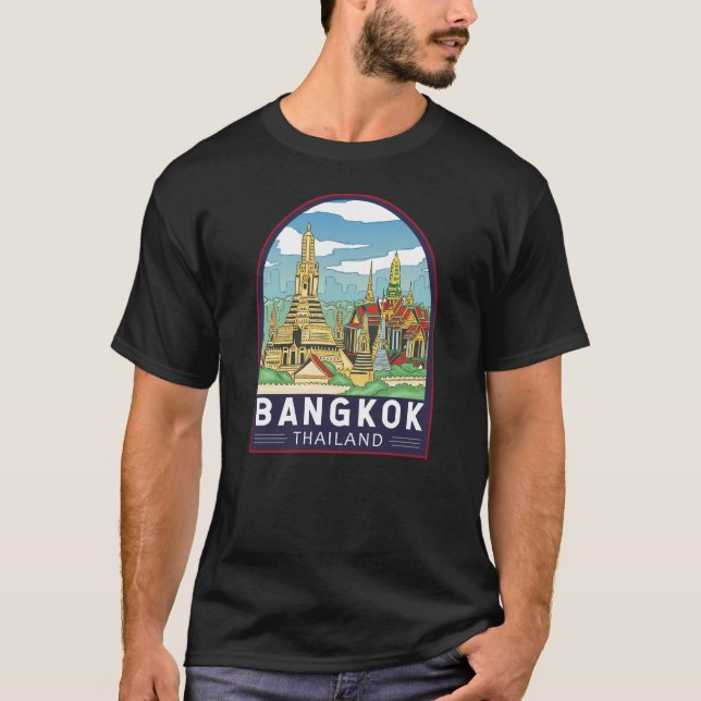 Bangkok Thailand Travel Retro Emblem T-Shirt (Front)