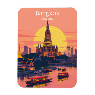 Bangkok, Thailand Vibrant Vintage Travel Magnet