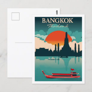 Bangkok Thailand Vintage Famous Travel Place Postcard