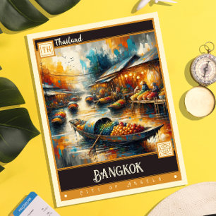 Bangkok, Thailand Vintage Painting Postcard