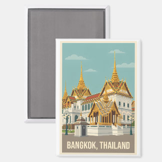 Bangkok Thailand Vintage Travel Poster Magnet
