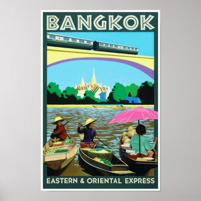 Bangkok,Thailand Vintage Travel Print (Front)