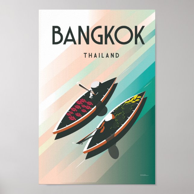 Bangkok thaïlande affiche voyage vintage asiatique (Devant)